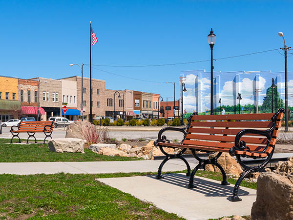 park bench downtown