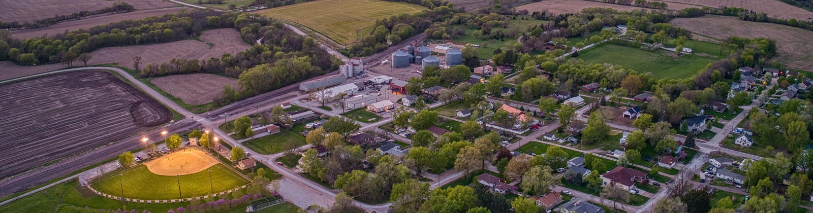 overhead view of small town