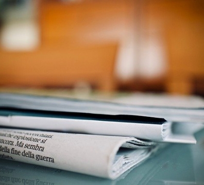 newspaper laying on table