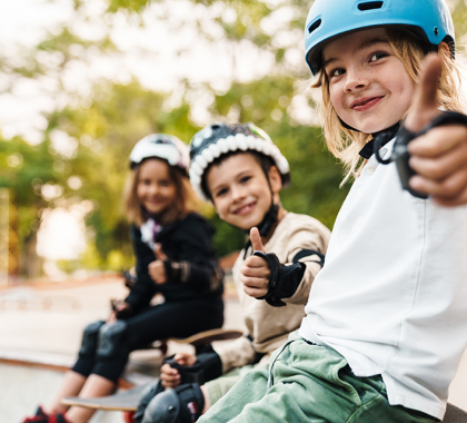 Kids at skateboard park
